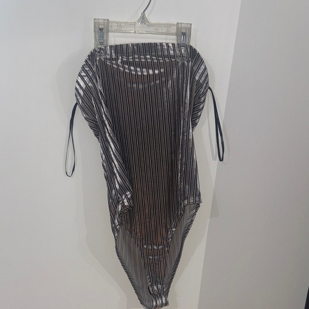 Striped Silver One Piece Bodysuit